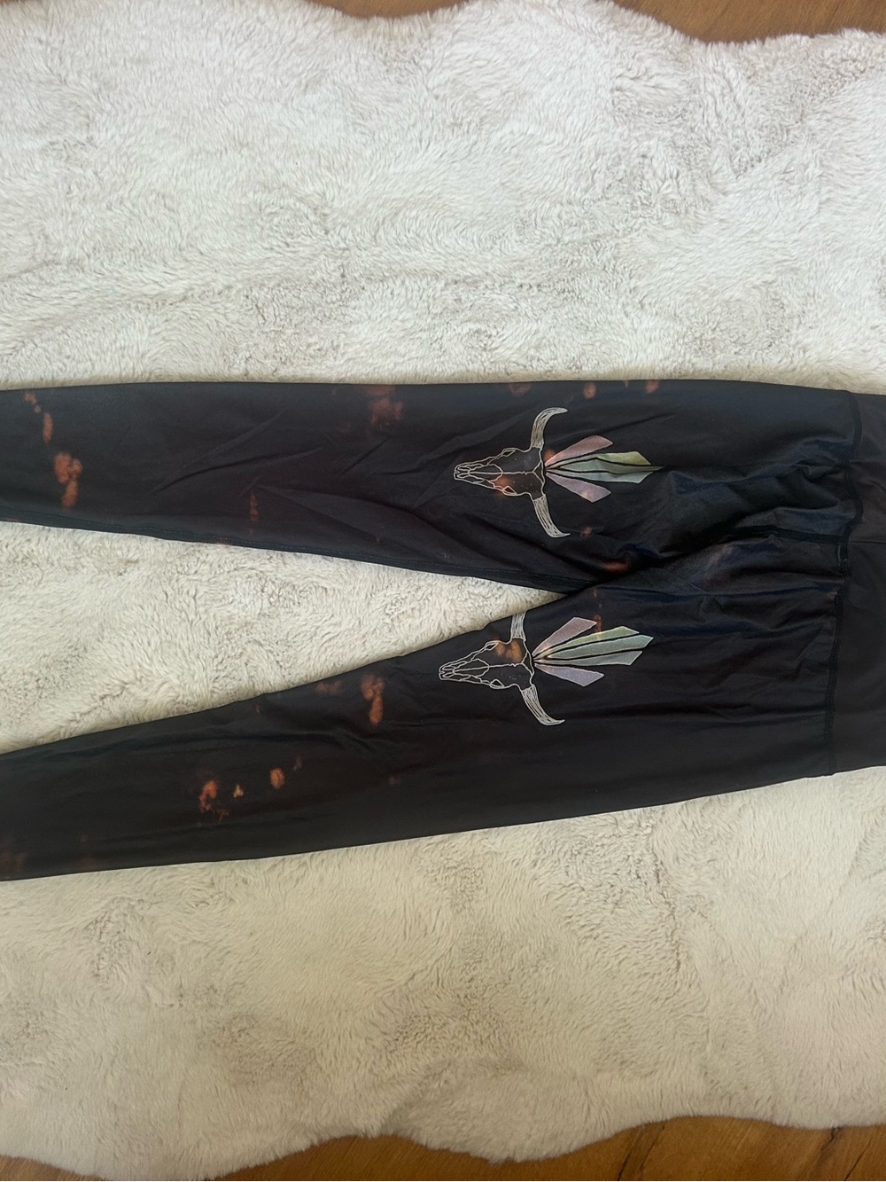teeki Black leggings with bulls/steers on back